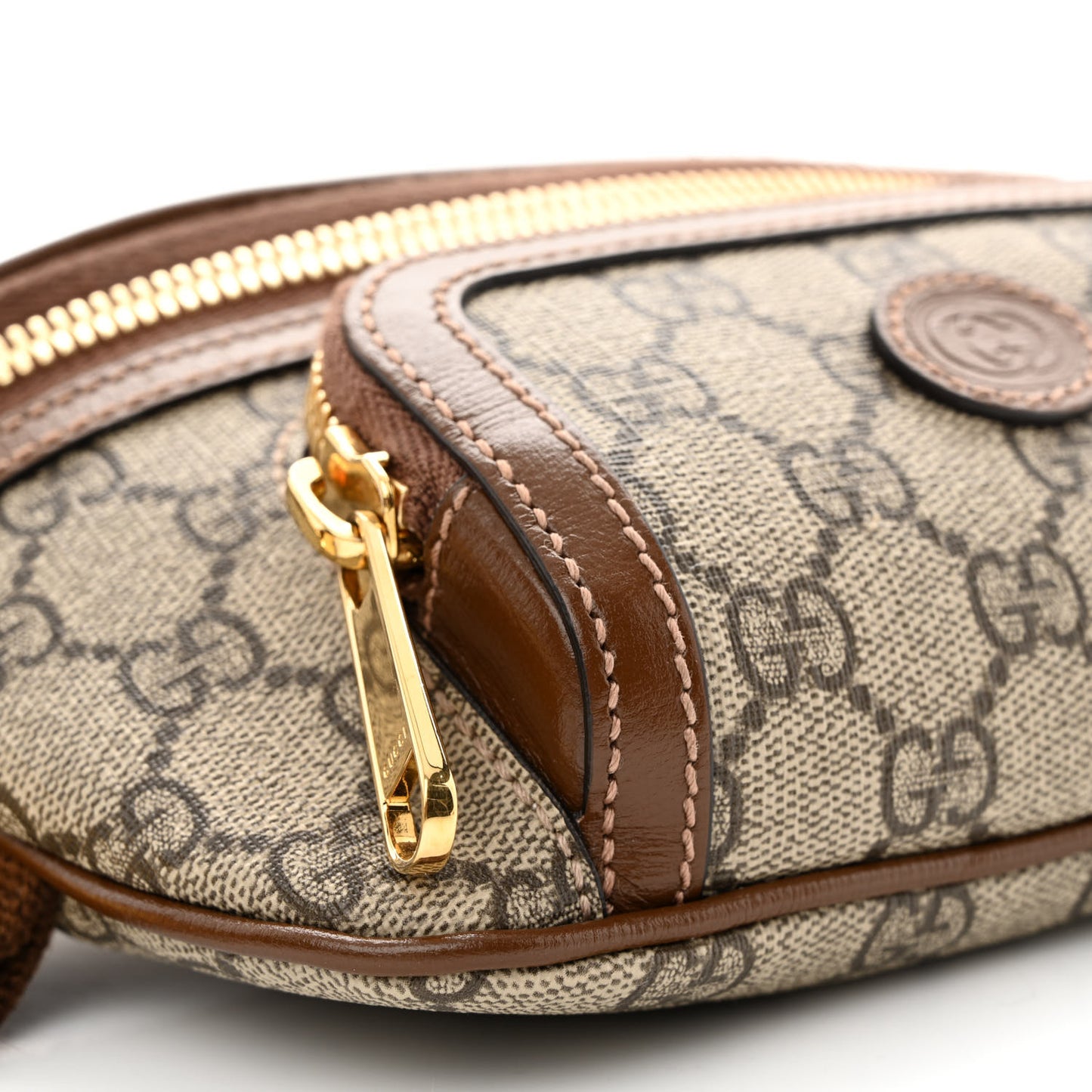 GG Supreme Monogram Textured Calfskin Retro Interlocking G Belt Bag Beige Ebony Brown Sugar