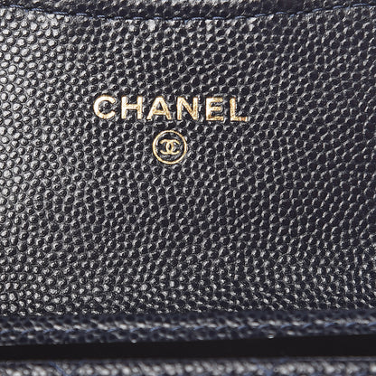Chanel Caviar Quilted Flap Card Holder Wallet Navy Blue 6 of 9