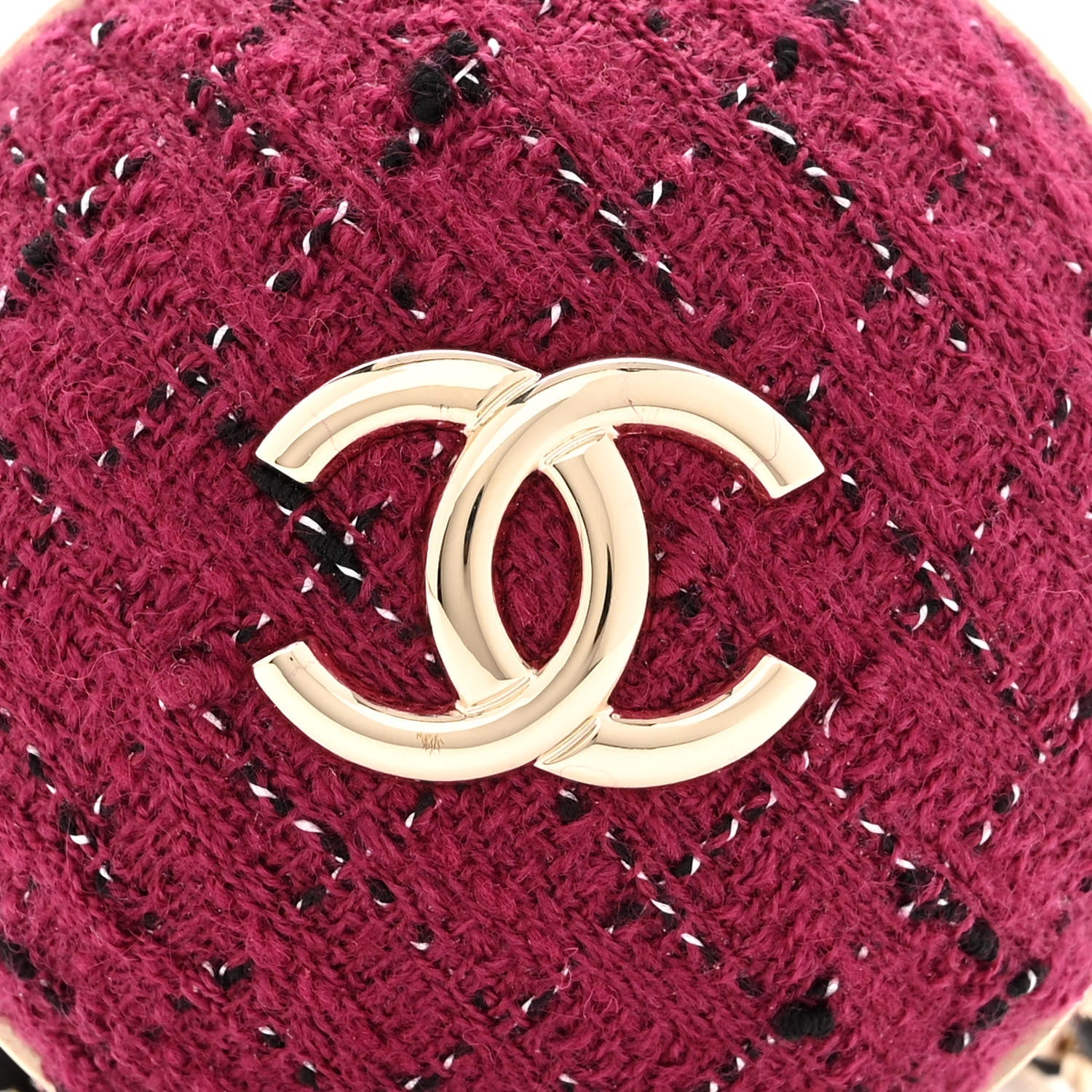 Chanel Tweed Minaudiere Round Chain Clutch Burgundy Black 9 of 11