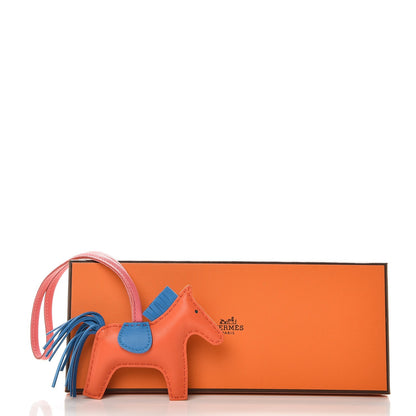 Hermes Milo Lambskin Grigri Rodeo Horse Bag Charm PM Orange Poppy Bleu Zanzibar Rose Azalee 4 of 4