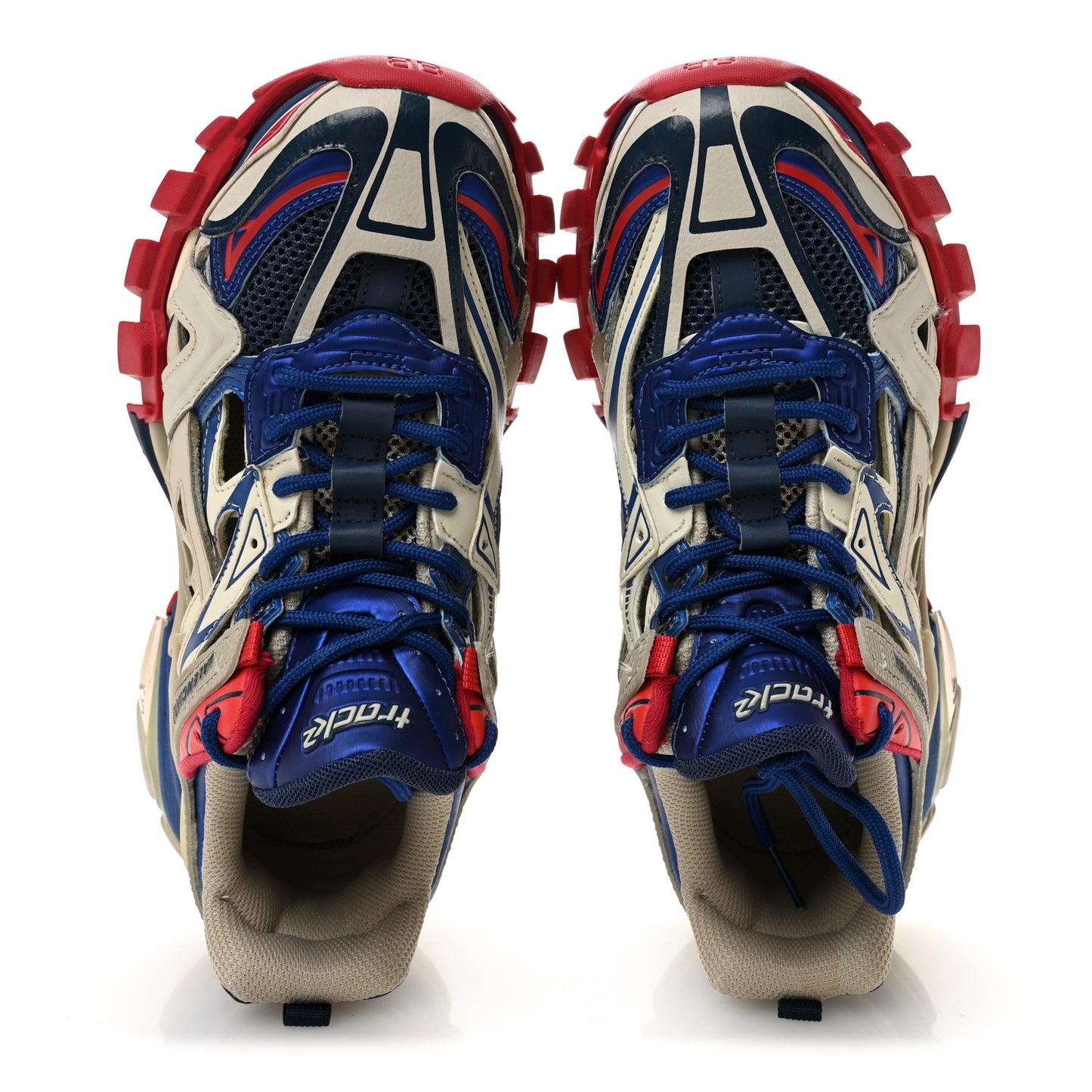 Rubber Mesh Bi-Color Womens Track.2 Open Sneakers 39 Beige Blue Red