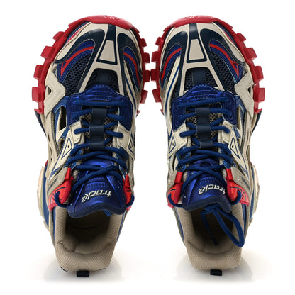 Balenciaga Rubber Mesh Bi-Color Womens Track.2 Open Sneakers 39 Beige Blue Red 2 of 9