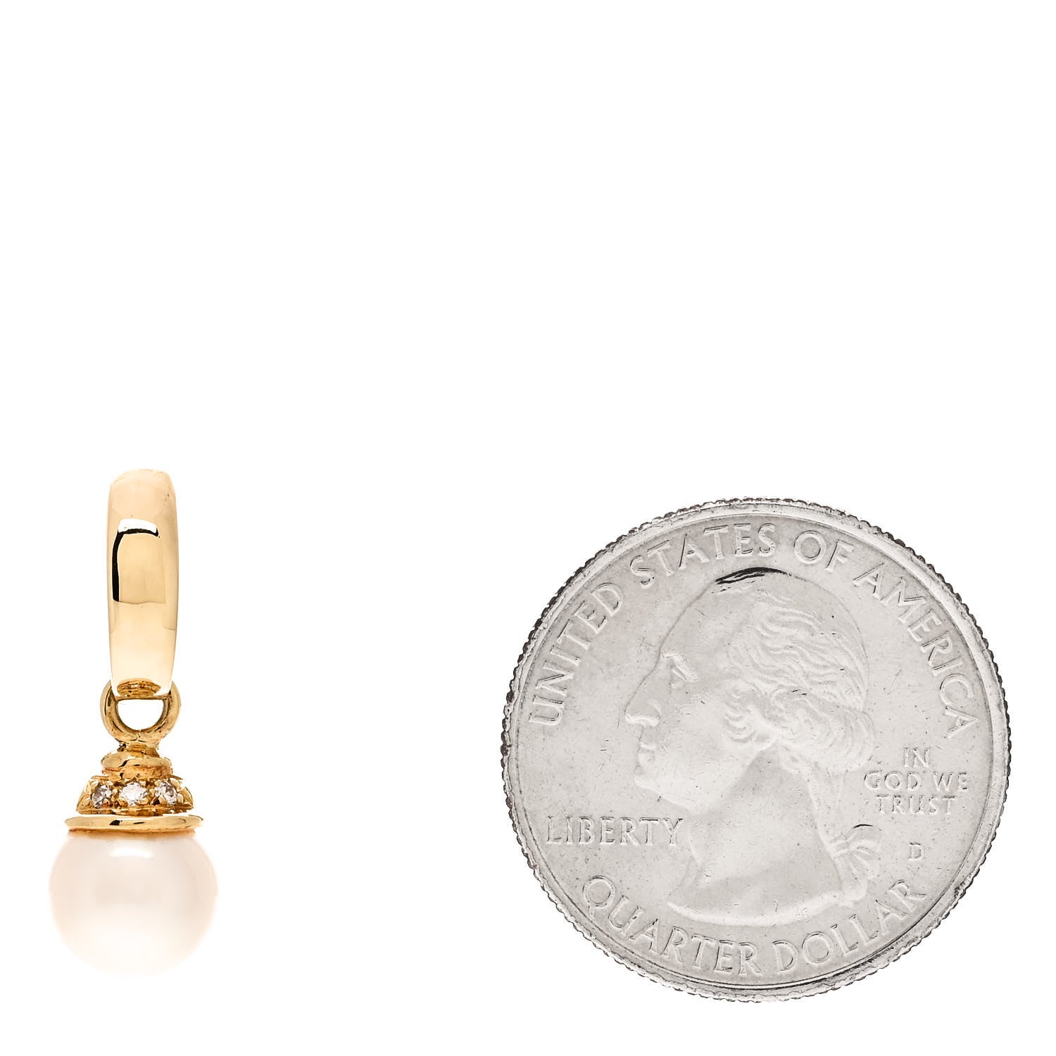 Mikimoto 18K Yellow Gold Diamond Akoya Pearl 8-8.5mm Single Drop Earring 2 of 4
