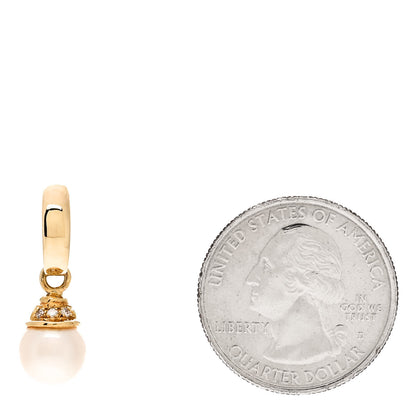 Mikimoto 18K Yellow Gold Diamond Akoya Pearl 8-8.5mm Single Drop Earring 2 of 4