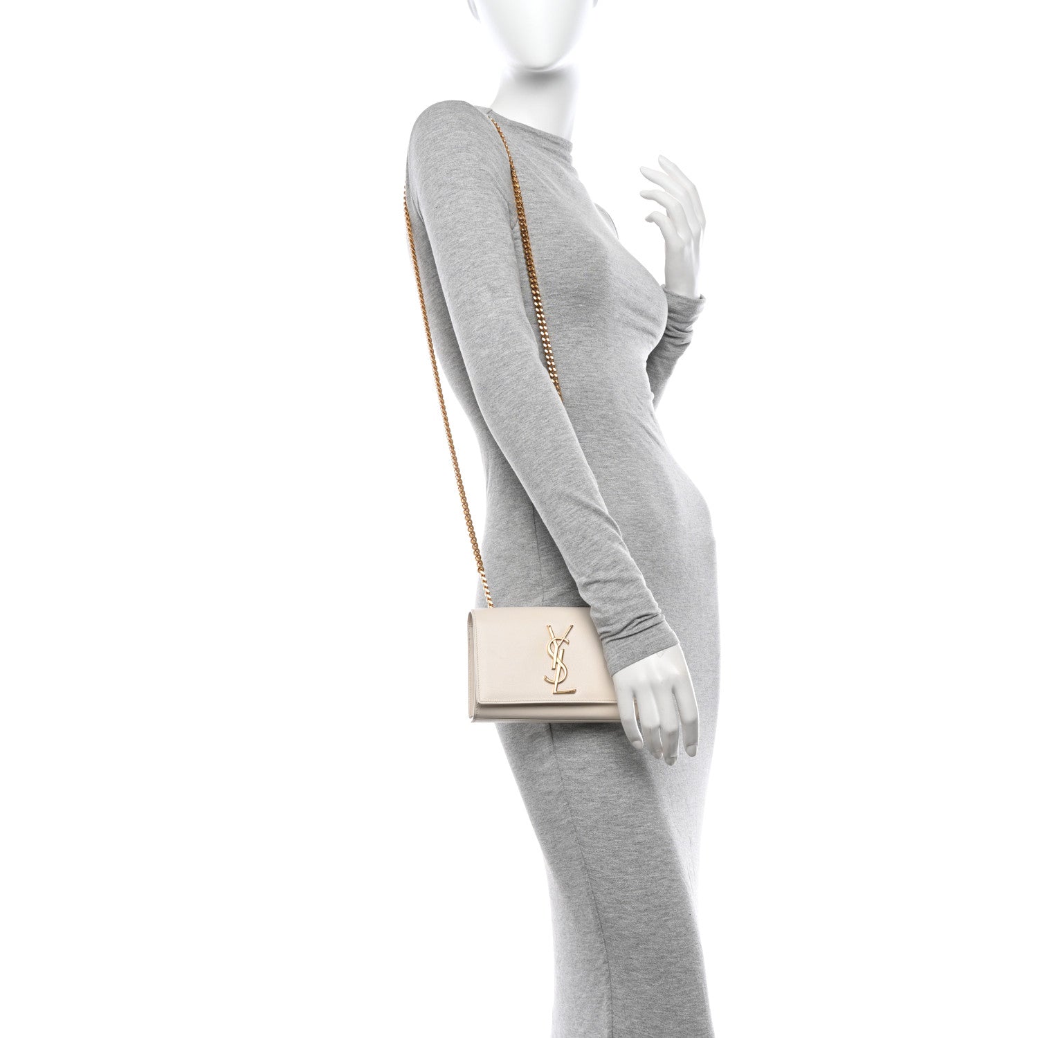 Saint Laurent Grain De Poudre Small Monogram Kate Satchel Crema Soft 2 of 11