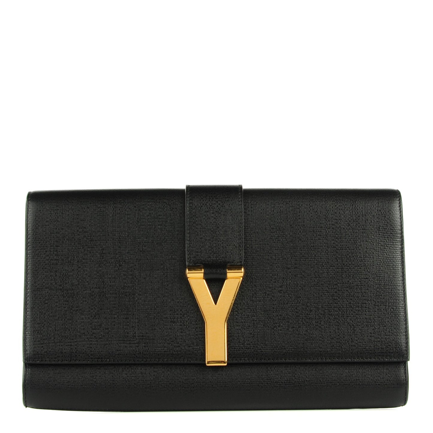 Textured Calfskin Classic Y Ligne Clutch Black