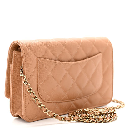 Chanel Caviar Quilted Wallet on Chain WOC Dark Beige 3 of 12