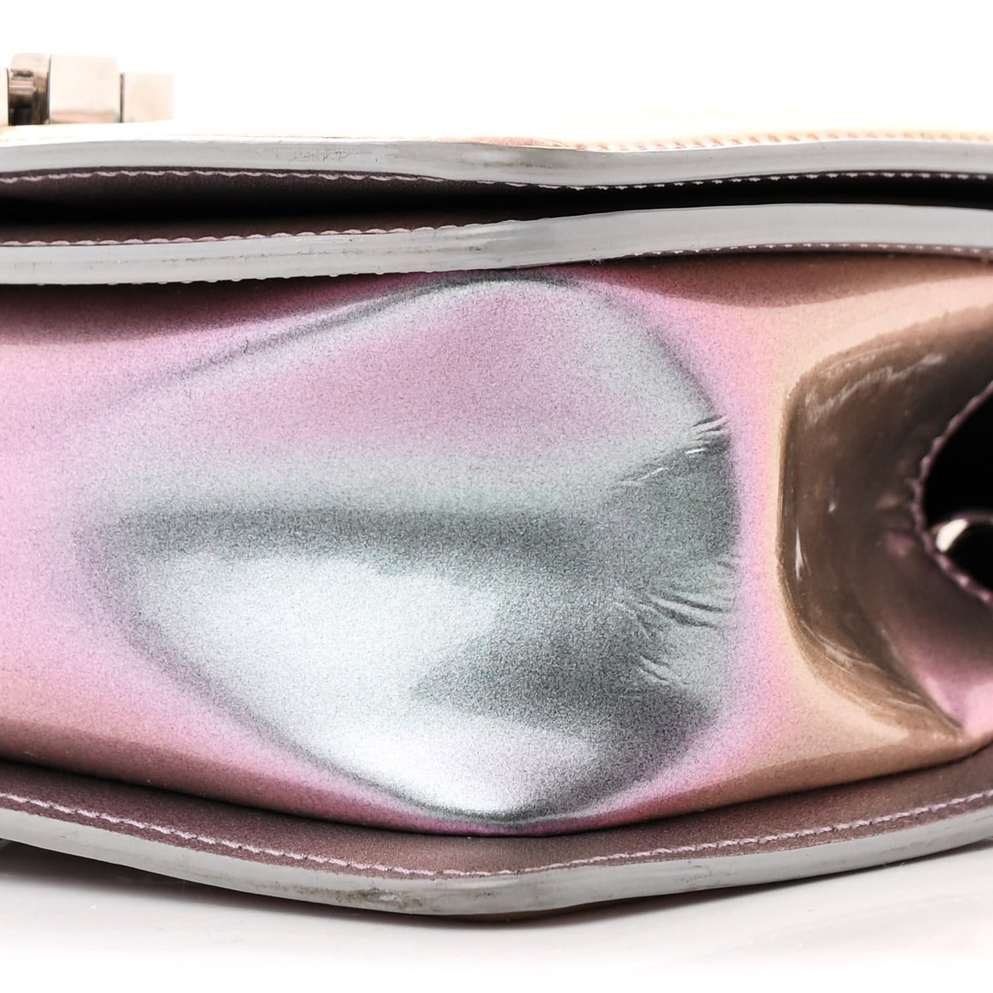 Iridescent Patent Calfskin PVC Quilted Small Boy Flap Light Purple