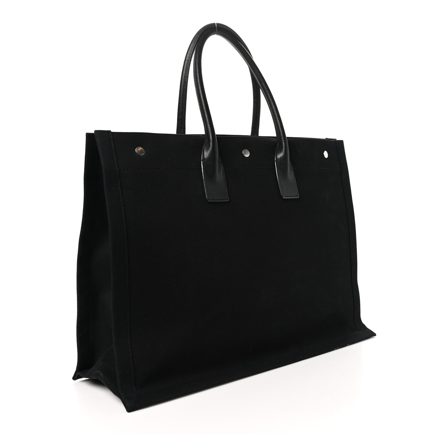 Saint Laurent Linen Calfskin Rive Gauche Tote Black 3 of 10