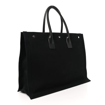 Saint Laurent Linen Calfskin Rive Gauche Tote Black 3 of 10