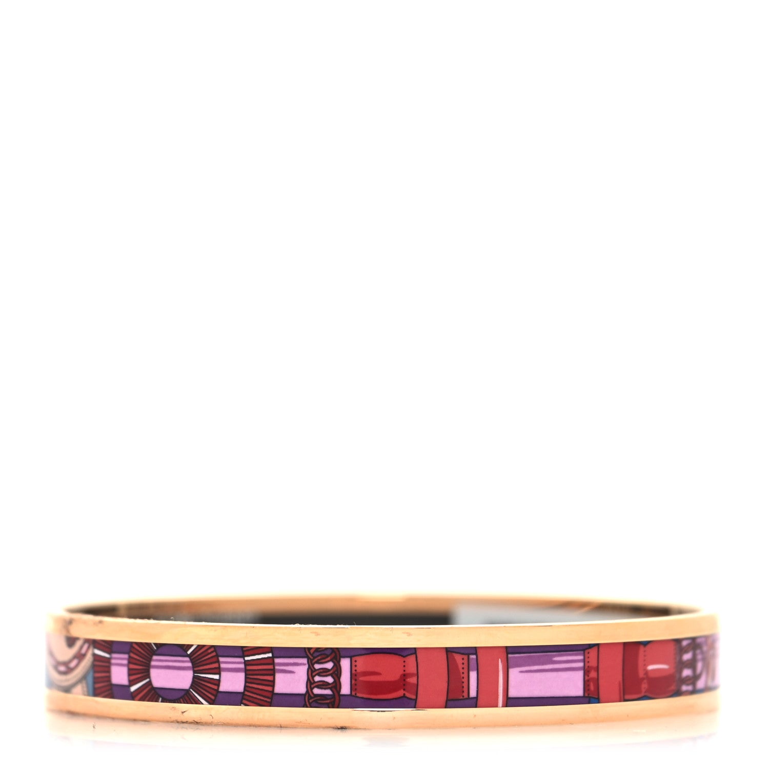 Hermes Enamel Printed Narrow Cavald'Or Bracelet 65 Surnaturel 3 of 5