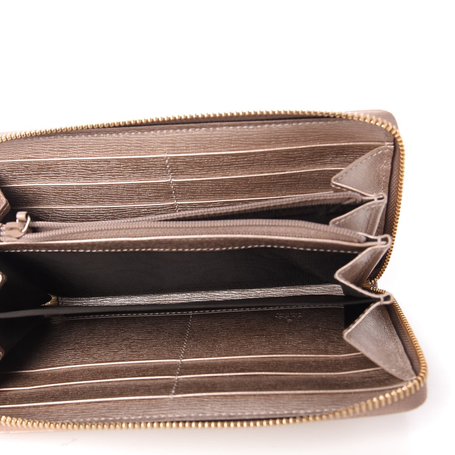 Gucci Metallic Shangai Calfskin Lovely Zip Around Wallet Dark Shell 5 of 10
