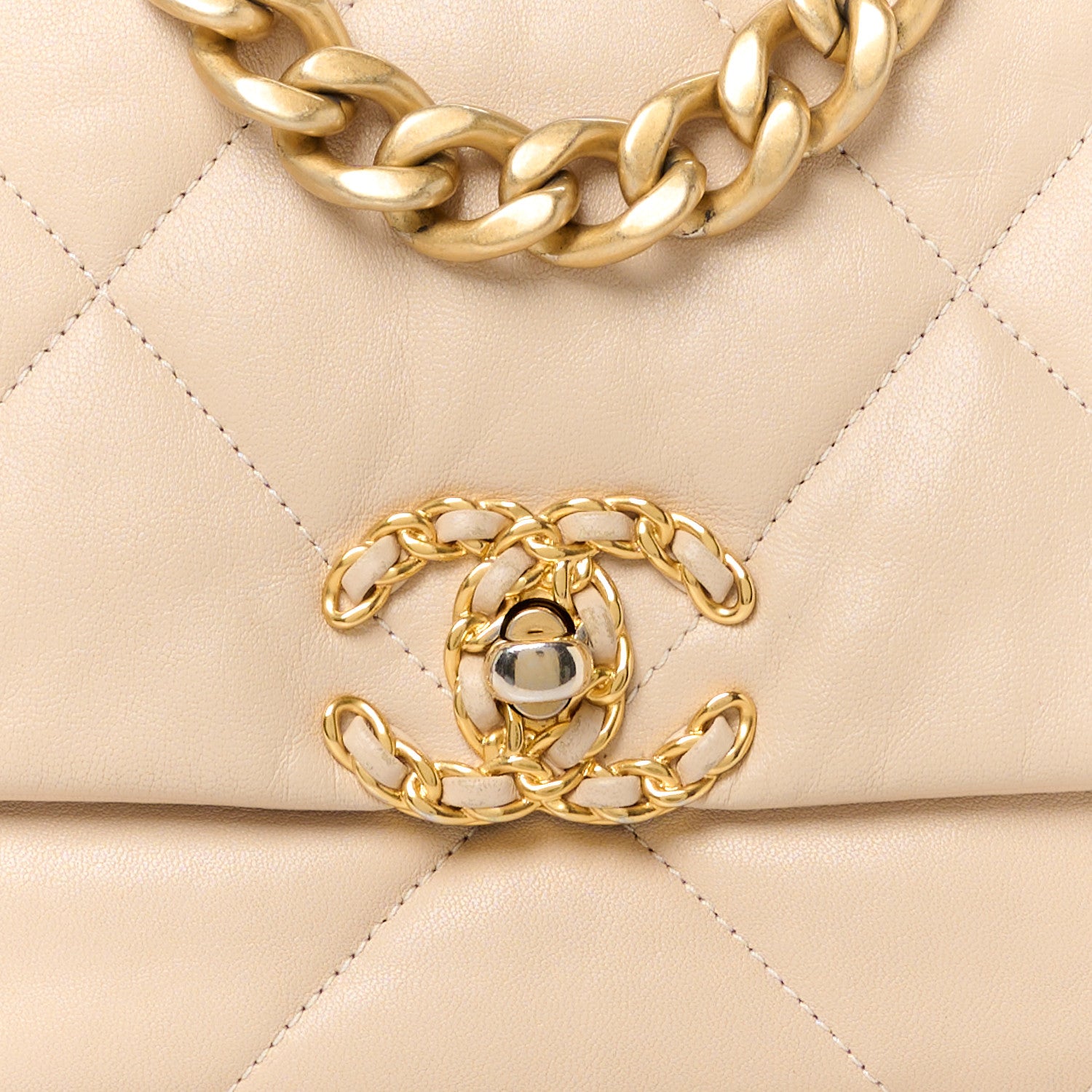 Chanel Goatskin Quilted Medium Chanel 19 Flap Beige 9 of 12