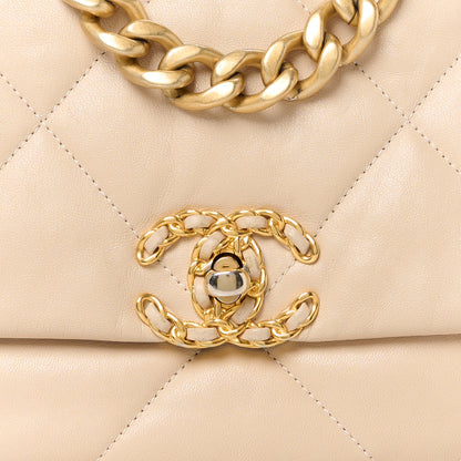 Chanel Goatskin Quilted Medium Chanel 19 Flap Beige 9 of 12