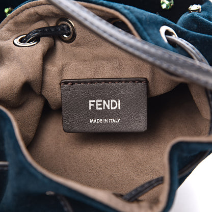 Fendi Velluto Crystal F is Mini Mon Tresor Bucket Bag Blue Notte 7 of 11