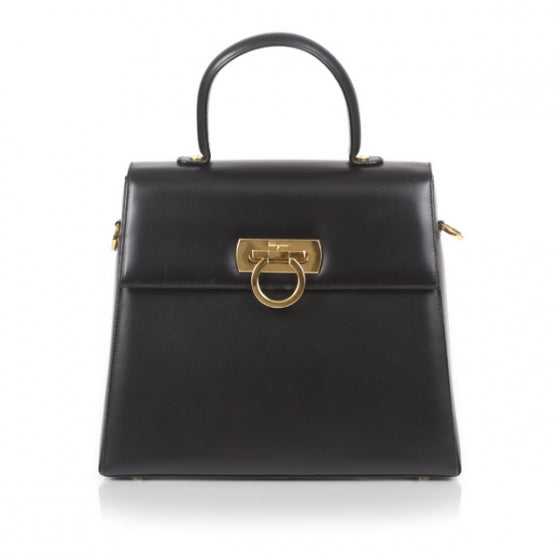 SALVATOREFERRAGAMOLeatherKatiaBagBlack