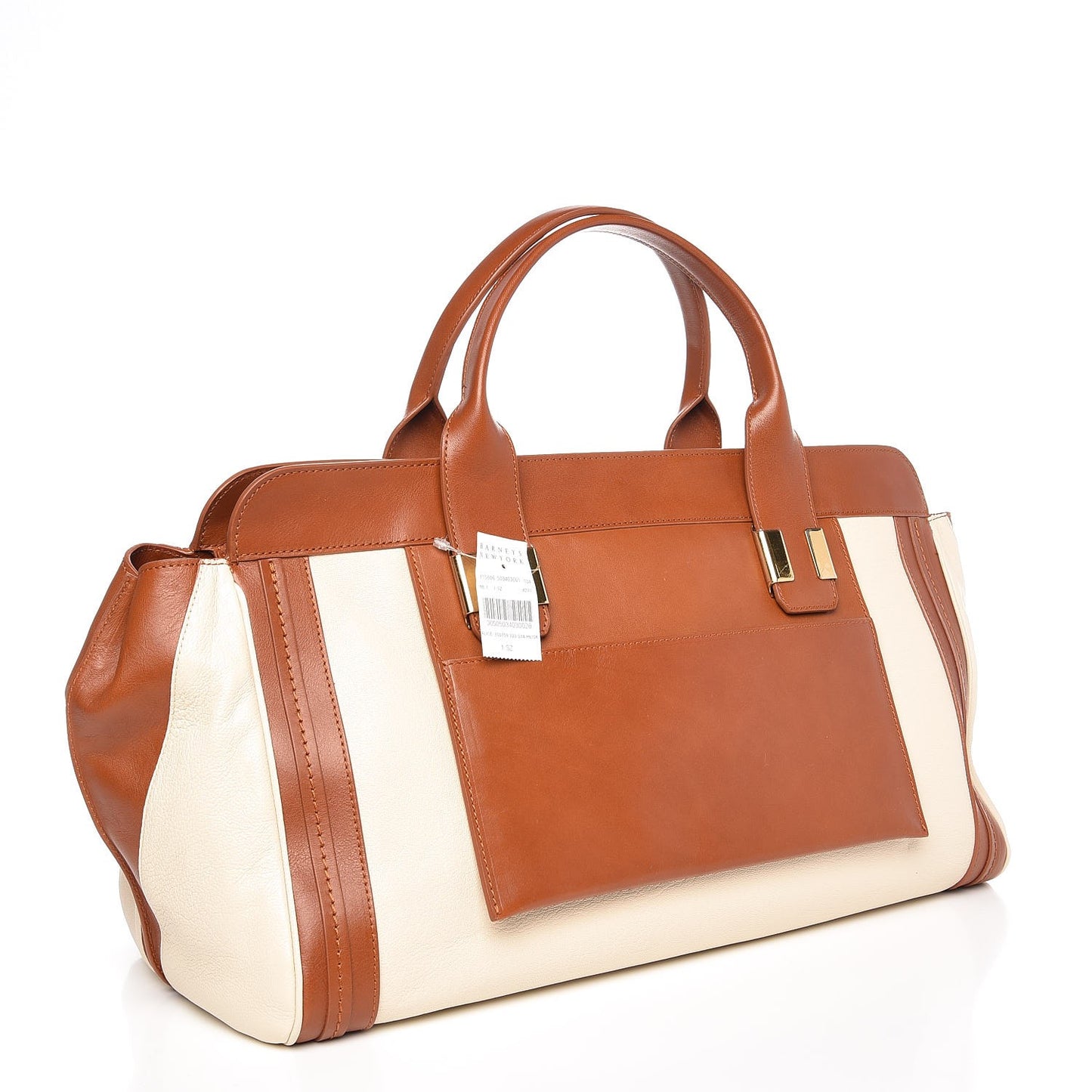 Calfskin Large Alice Satchel Husky White Tan