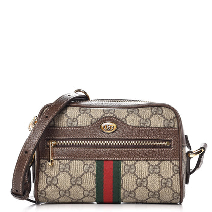 Gucci GG Supreme Monogram Web Mini Ophidia Shoulder Bag Brown 1 of 9