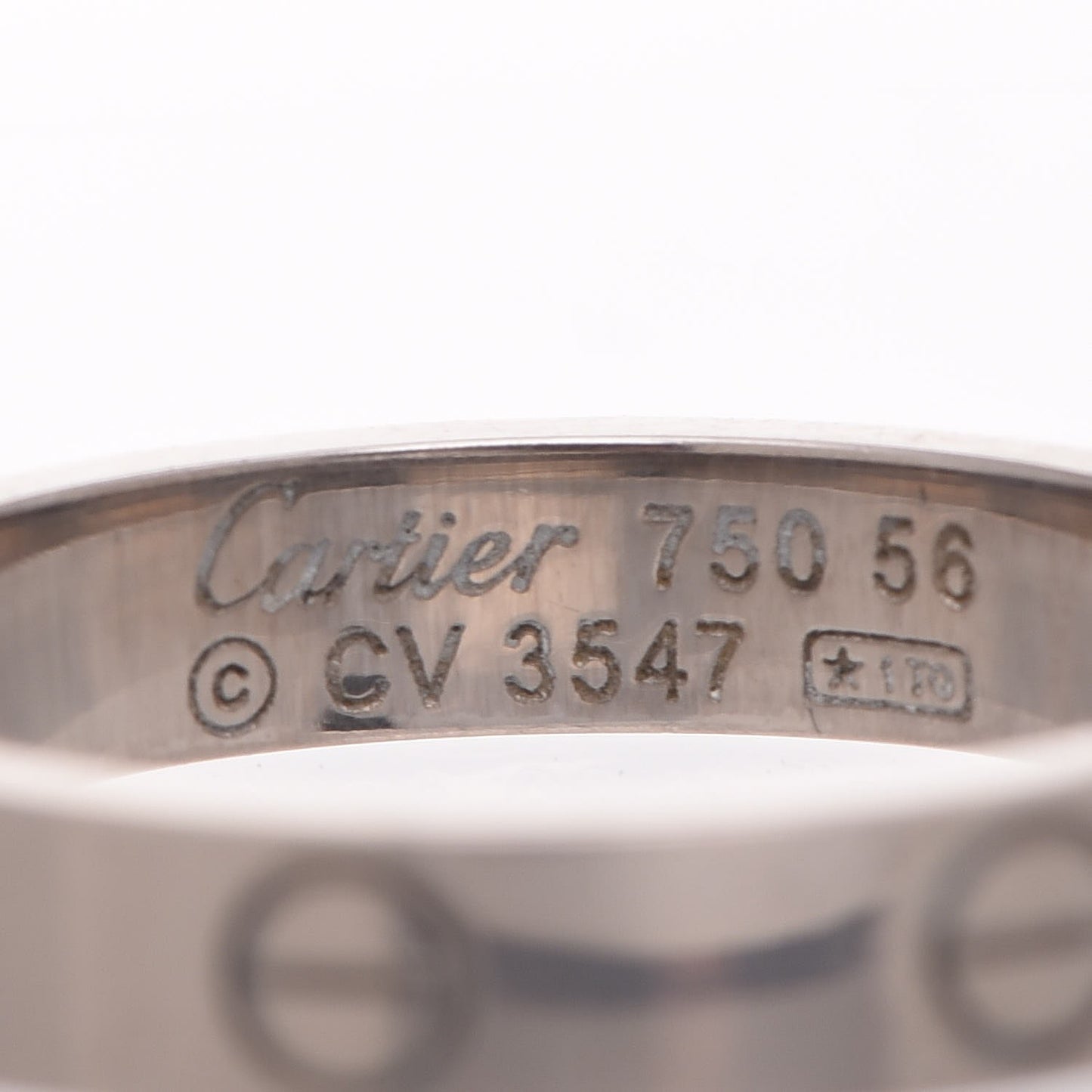 18K White Gold 3.5mm LOVE Wedding Band Ring 56 7.5