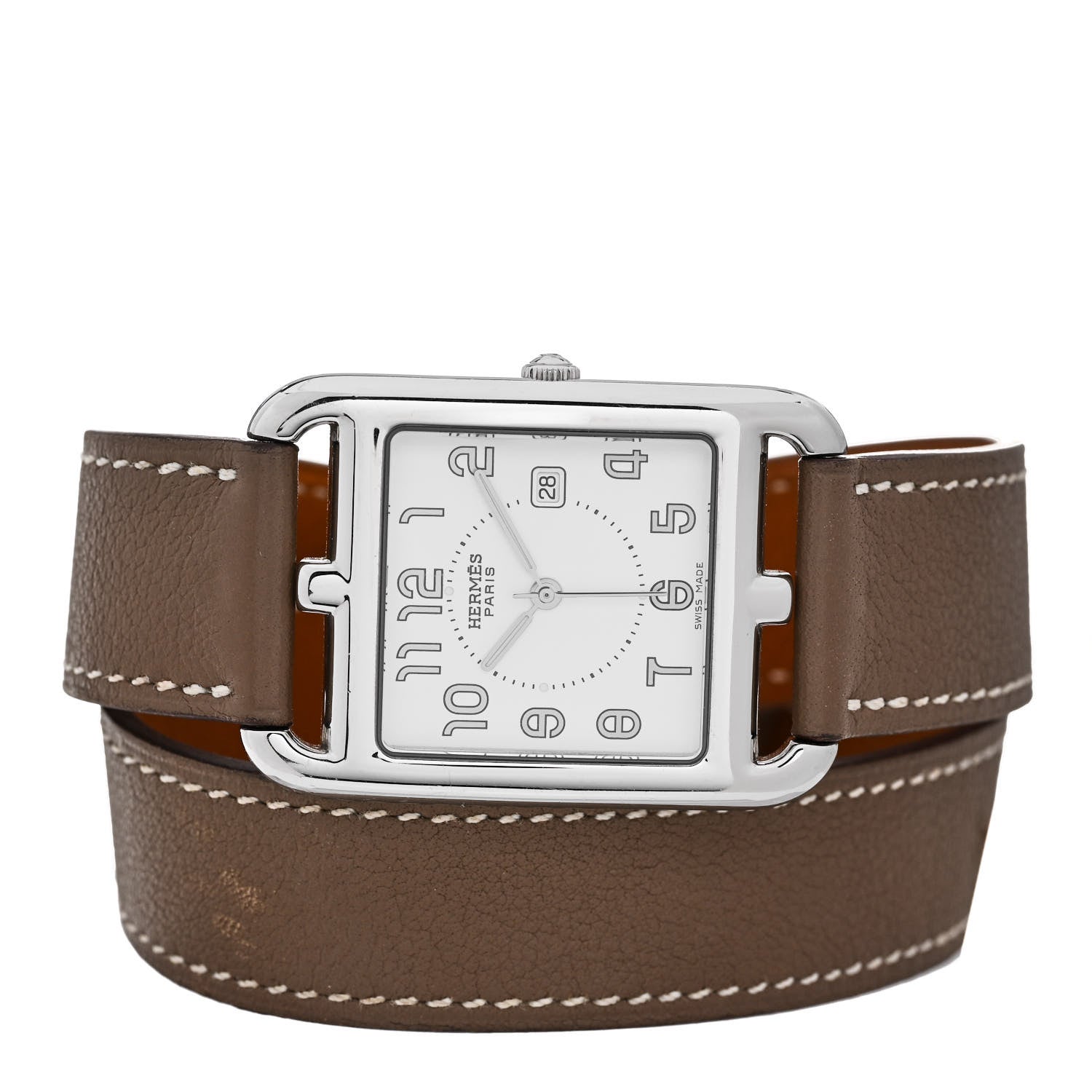 Hermes Stainless Steel Swift 29mm Cape Cod Double Tour Quartz Watch Etoupe 2 of 4