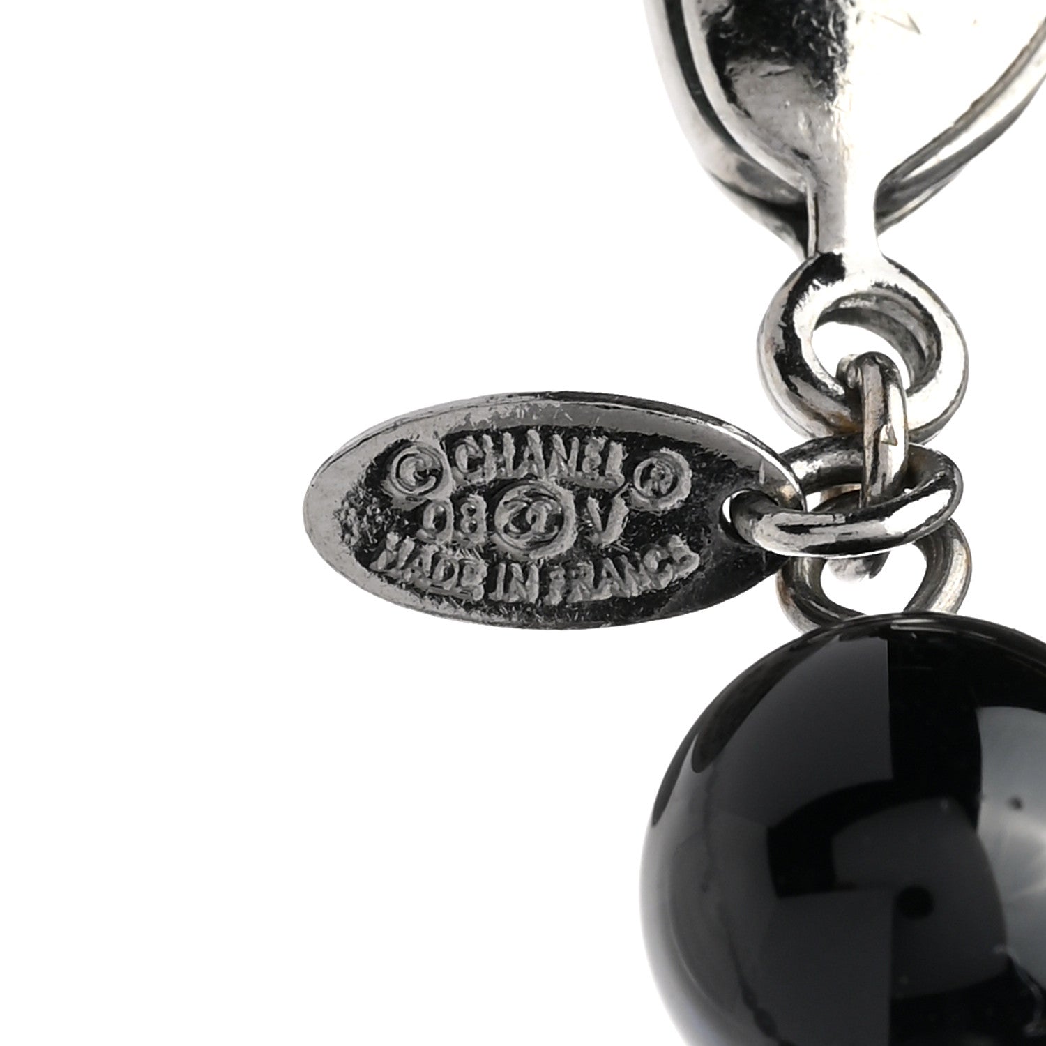 Chanel Ruthenium Pearl Beaded CC Long Necklace Black 6 of 7