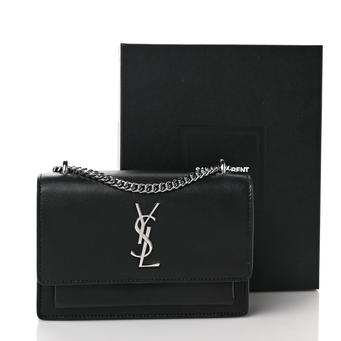 Calfskin Monogram Sunset Chain Wallet Black