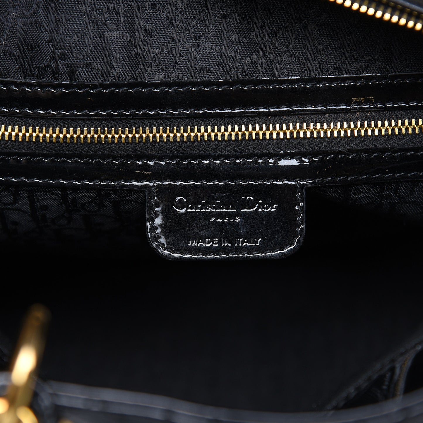 Patent Cannage Large Lady Dior Black