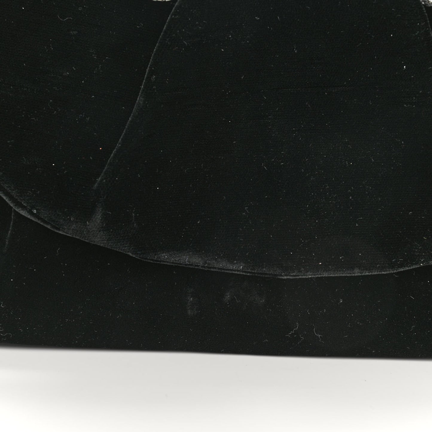 Velvet Crystal Flap Clutch Black