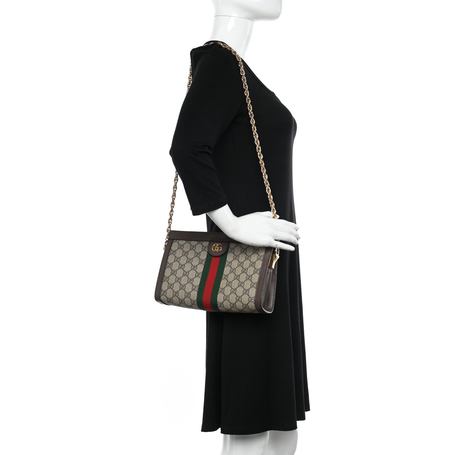 Gucci GG Supreme Monogram Web Small Ophidia Chain Shoulder Bag Brown 2 of 10