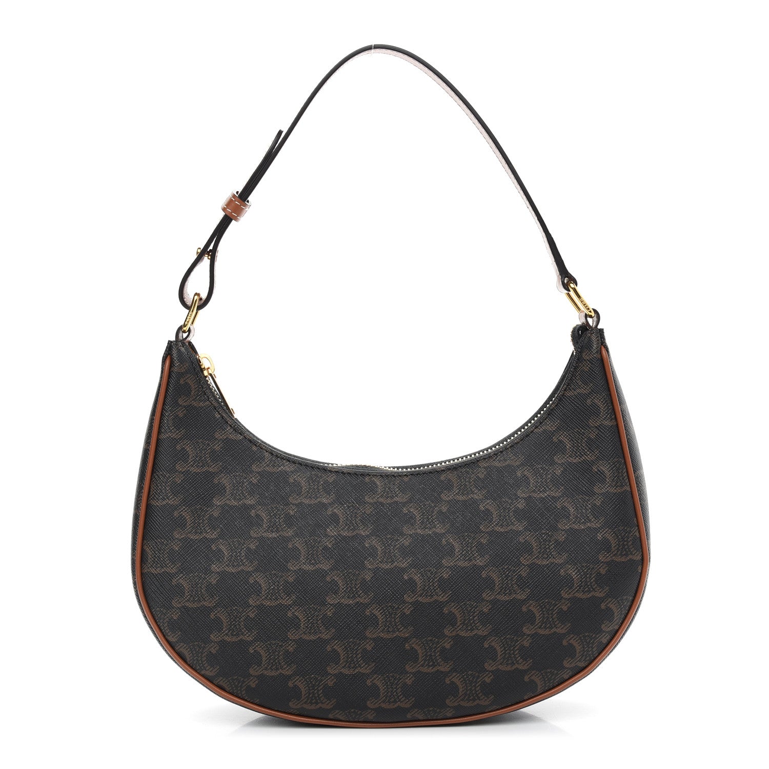 Celine Triomphe Canvas Calfskin Ava Shoulder Bag Tan 1 of 9