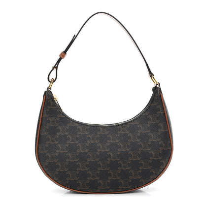 Celine Triomphe Canvas Calfskin Ava Shoulder Bag Tan 1 of 9