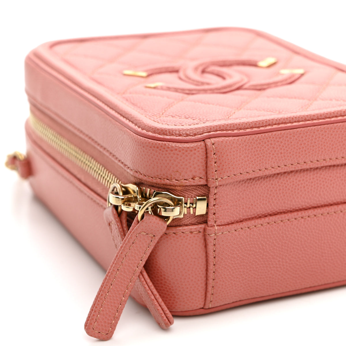 Chanel Caviar Quilted CC North South Filigree Vanity Case Pink 9 of 11