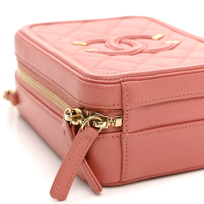 Chanel Caviar Quilted CC North South Filigree Vanity Case Pink 9 of 11