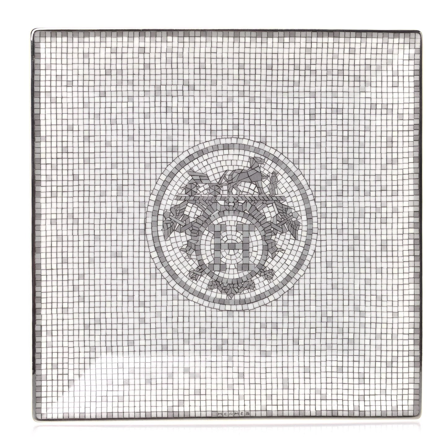 Porcelain Mosaique Au 24 Platinum Square Plate N°3