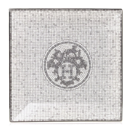 Hermes Porcelain Mosaique Au 24 Platinum Square Plate N°3 1 of 6