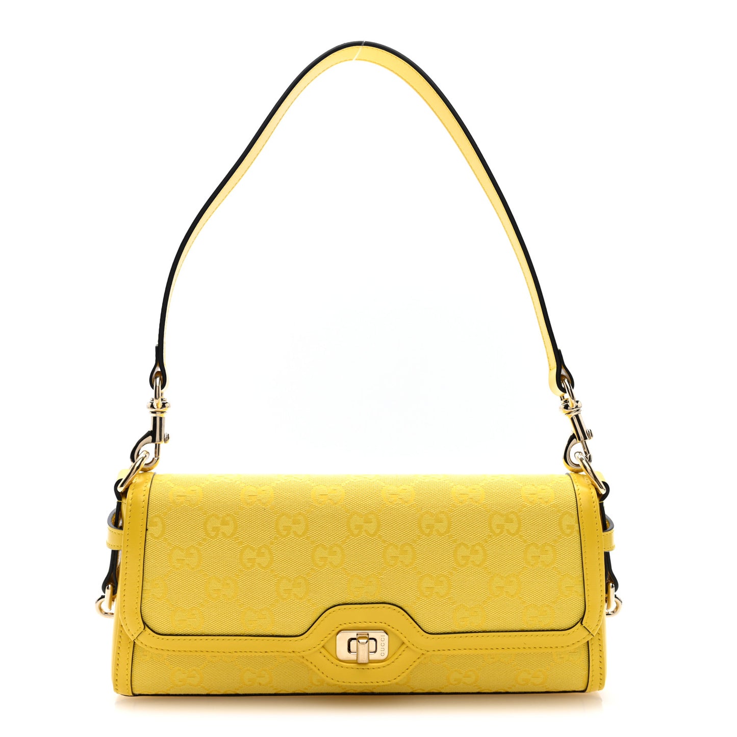 GG Monogram Textured Dollar Calfskin Small Luce Shoulder Bag Yellow Yellow