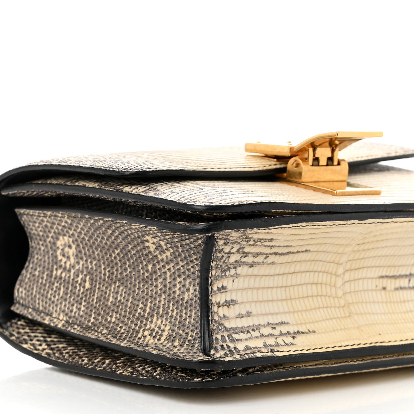 Lizard Medium Classic Box Flap Bag Natural