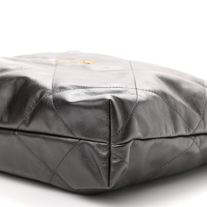 Chanel Metallic Calfskin Quilted Small Chanel 22 Ruthenium 11 of 12