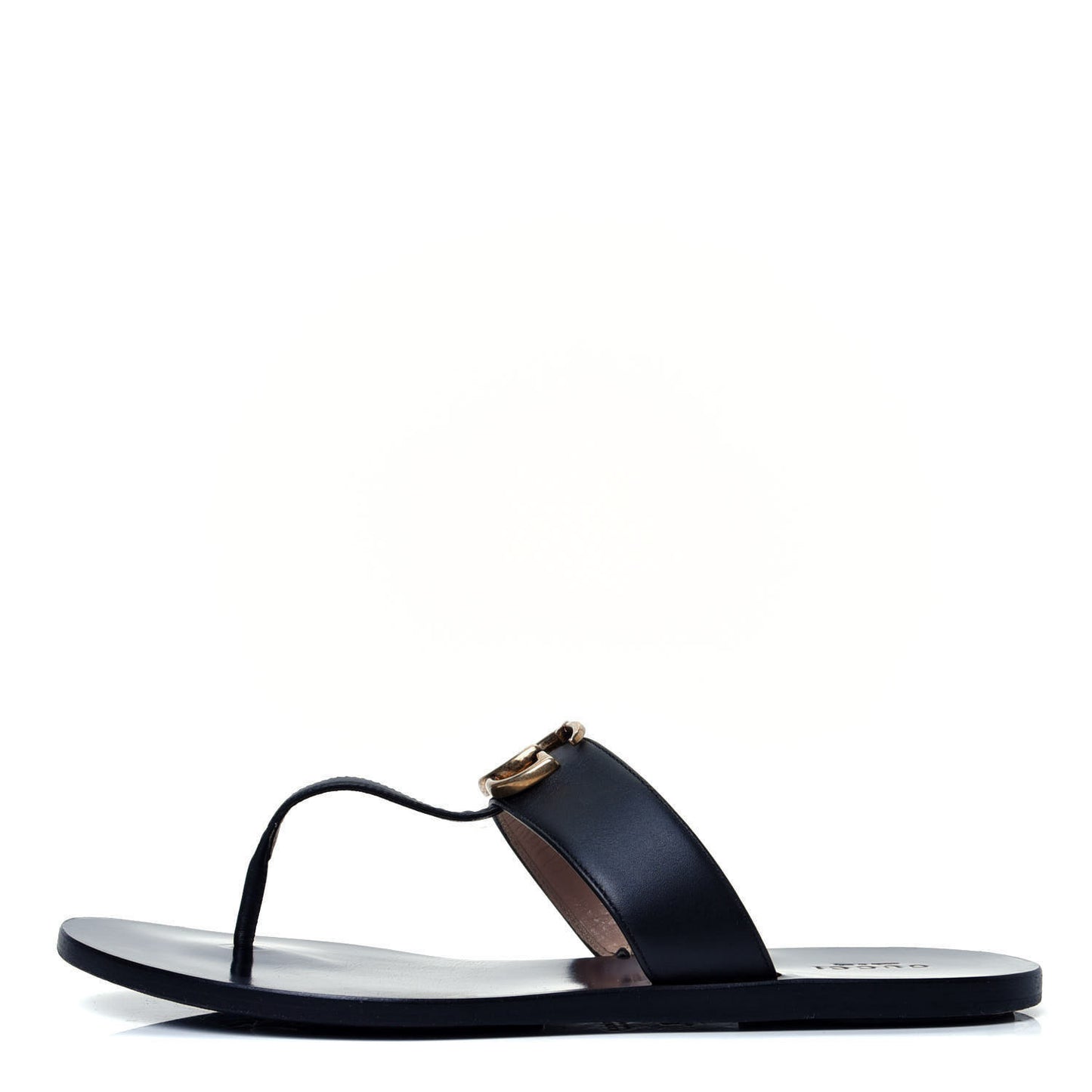Calfskin GG Marmont Thong Sandals 39 Black