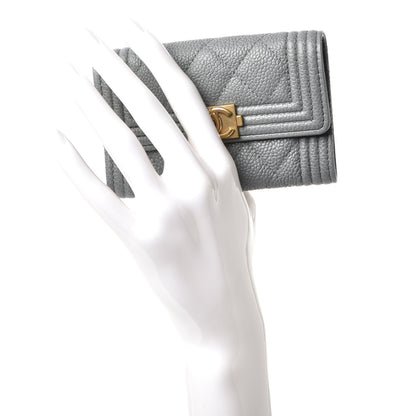 Chanel Caviar Quilted Boy Flap Card Holder Grey 2 of 9