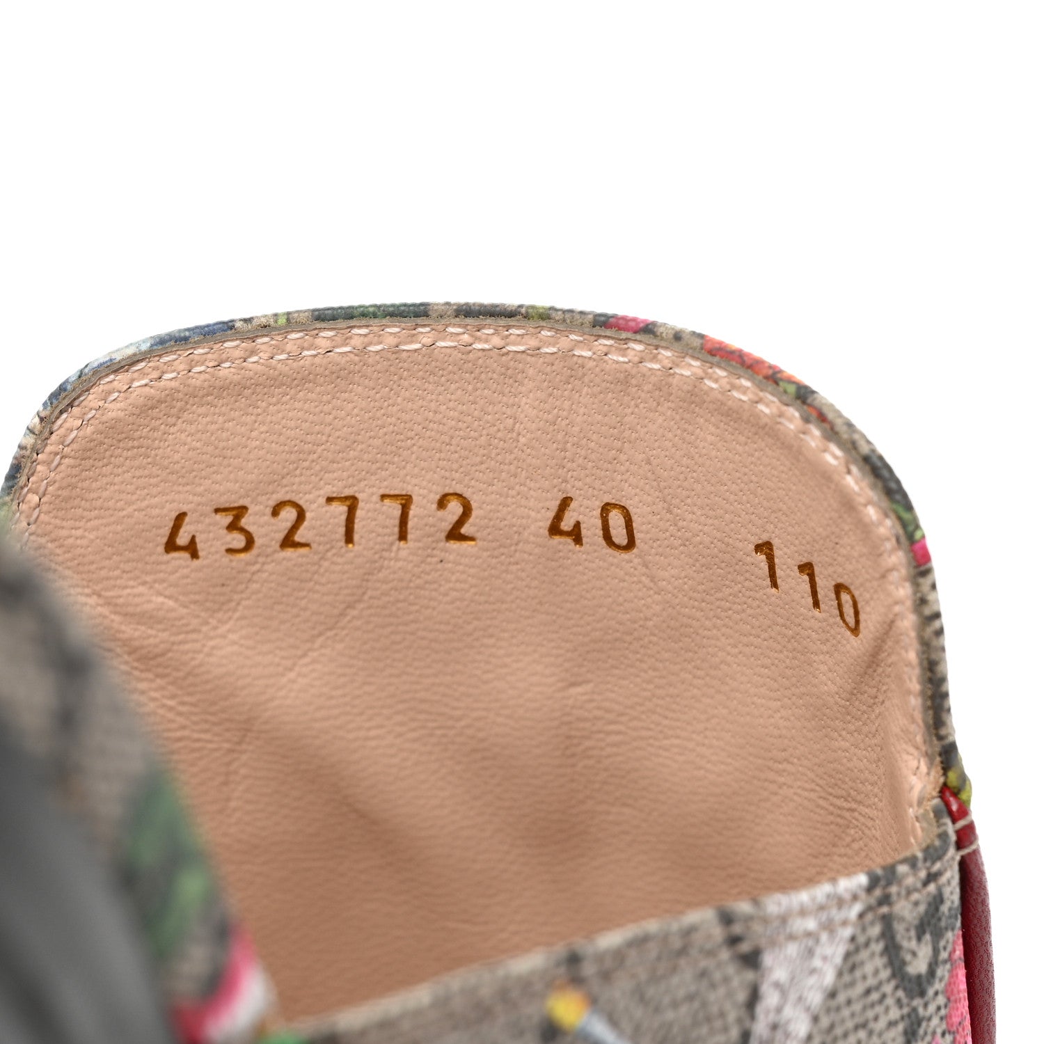 Gucci GG Supreme Monogram Flora Womens Princetown Slippers 40 Beige Ebony Multicolor Rosso 8 of 8