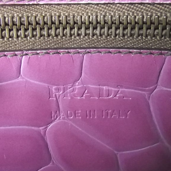 Calfskin Crocodile Embossed Structured Tote Bag Pink