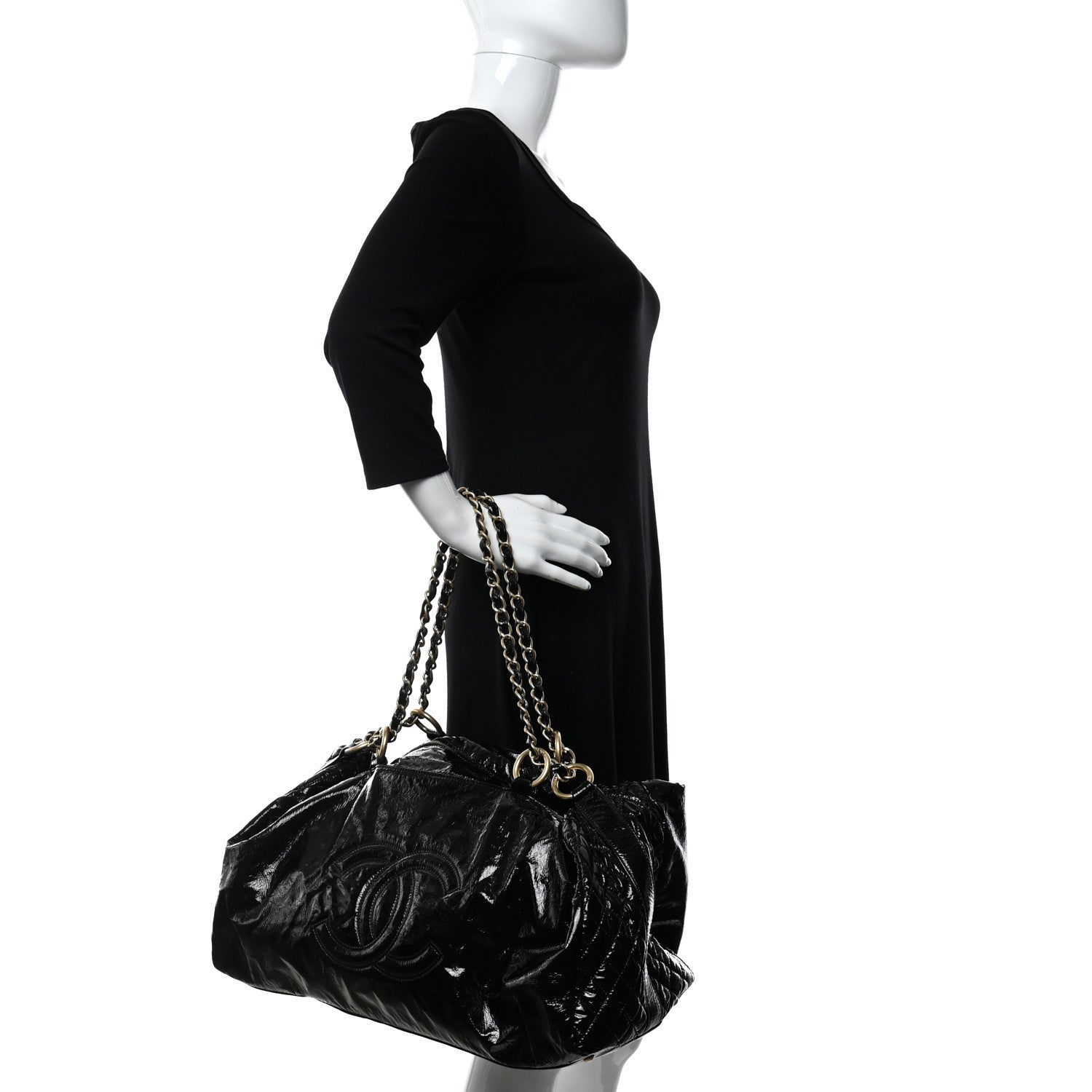 Chanel Vinyl XXL Rock and Chain Bowler Black 2 of 13