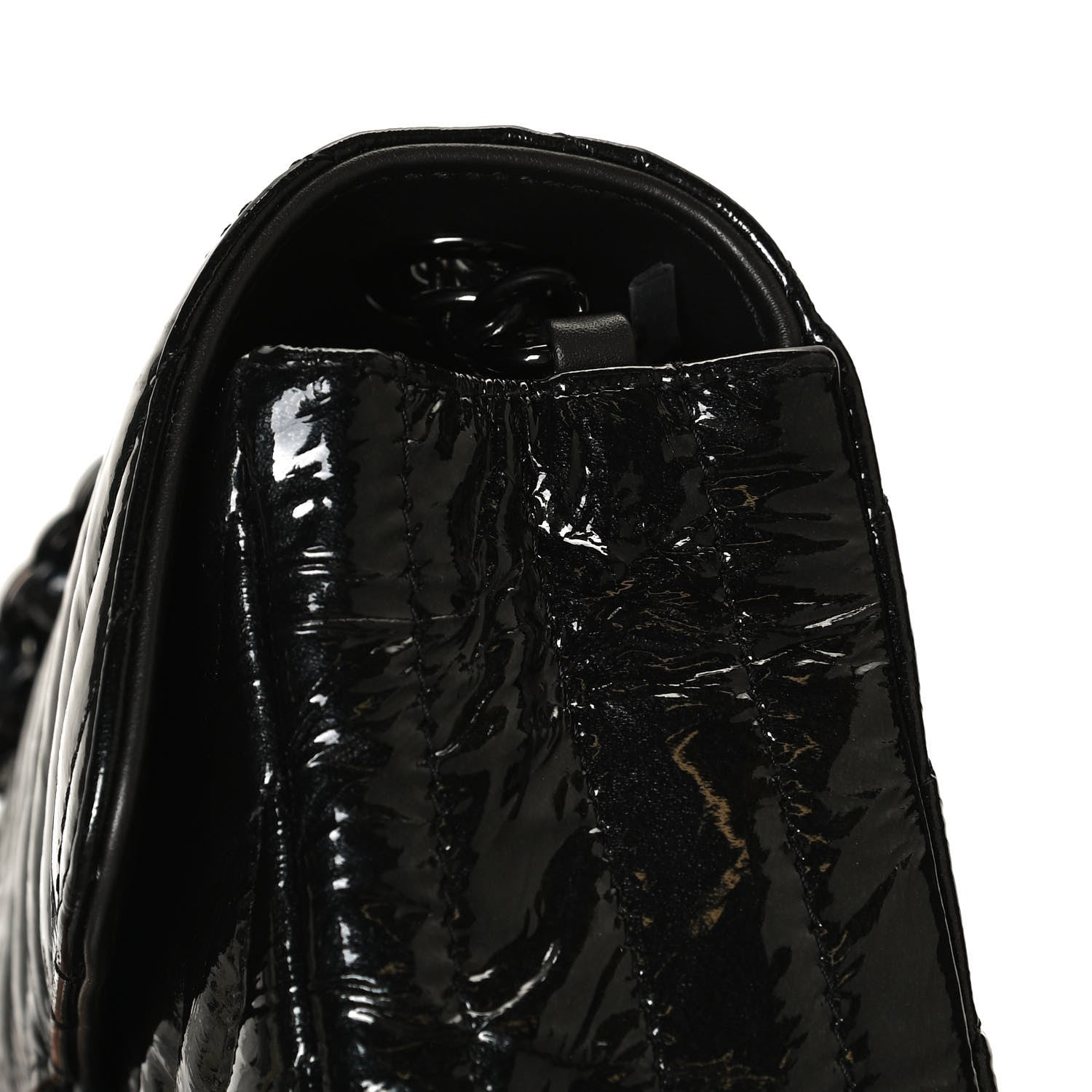 Chanel Patent Metallic Crumpled Calfskin Chevron Quilted Mini Rectangular Flap So Black 10 of 12