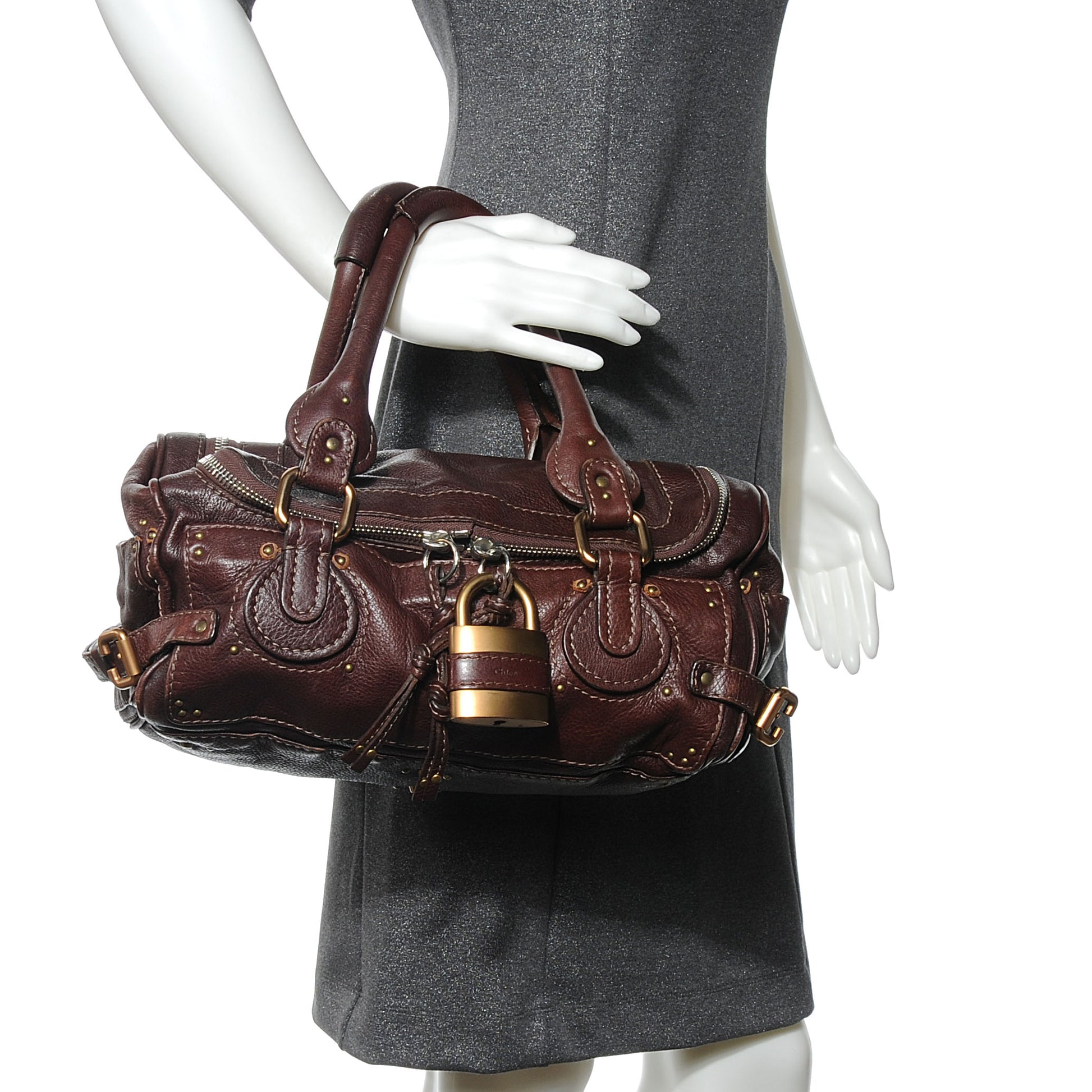 Chloe Leather Paddington Satchel Chocolate 2 of 8