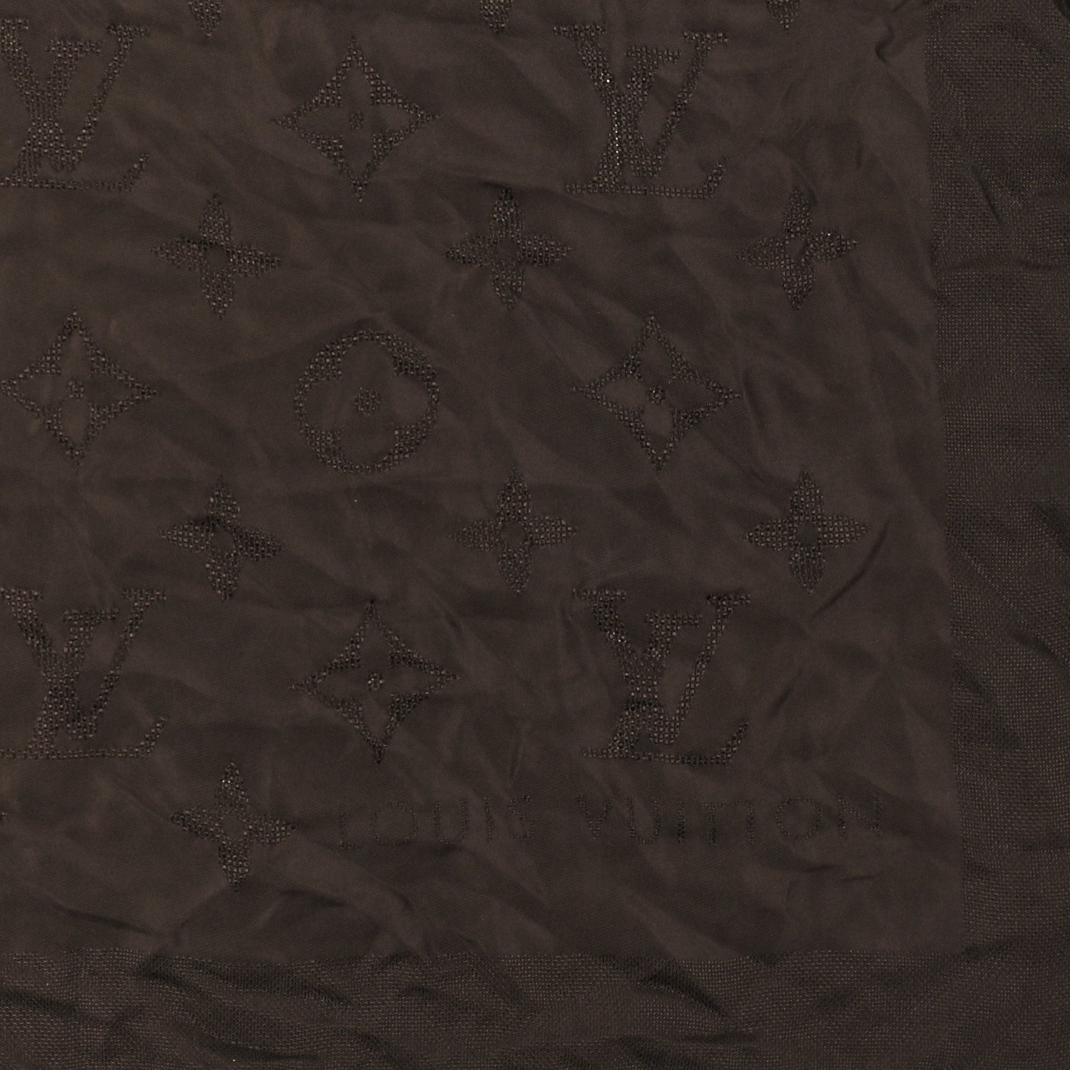 Louis Vuitton Silk Monogram Square Scarf Brown 2 of 3