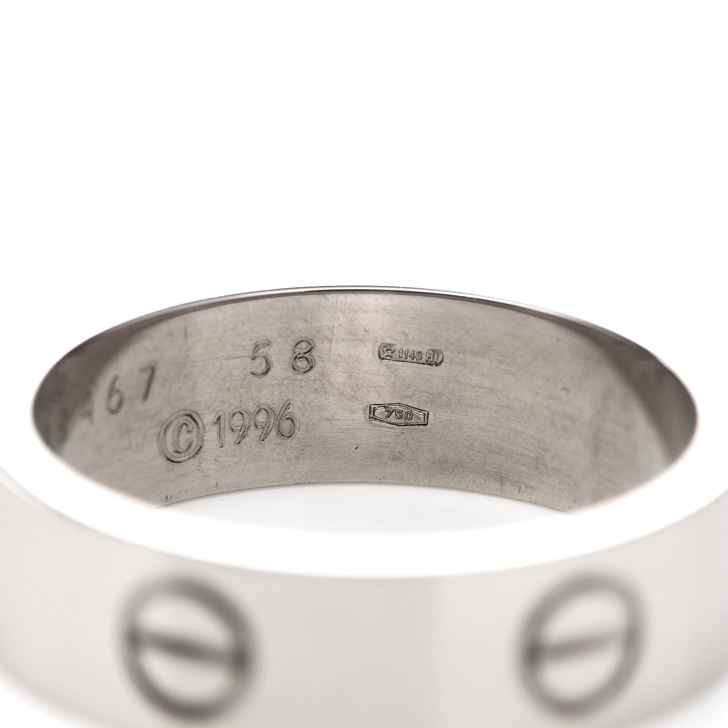 Cartier 18K White Gold 6mm LOVE Ring 58 8.25 5 of 5
