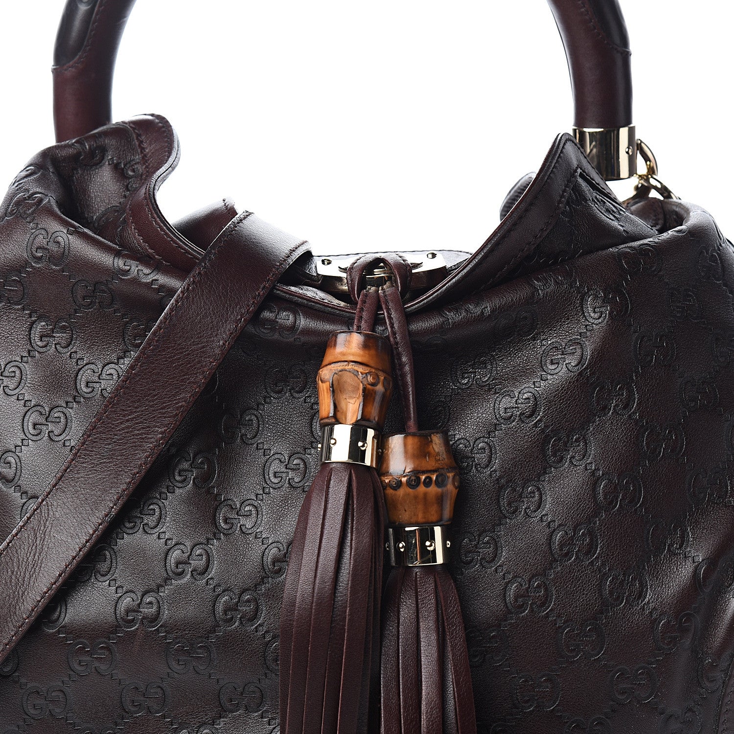 Gucci Guccissima Medium Indy Top Handle Hobo Dark Brown 9 of 9