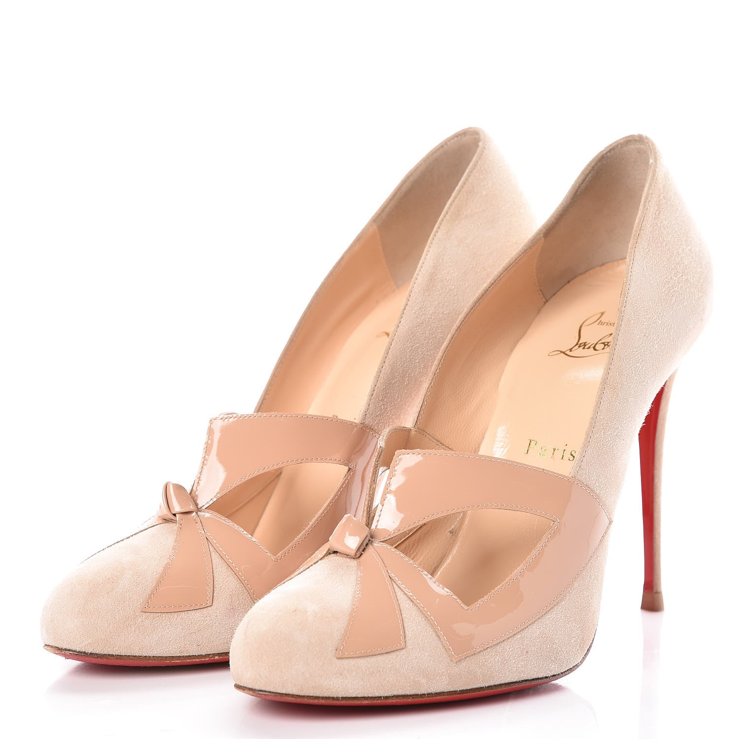 Christian Louboutin Veau Velours Patent Bow Me Dear 100 Pumps 40 Doudou 3 of 10