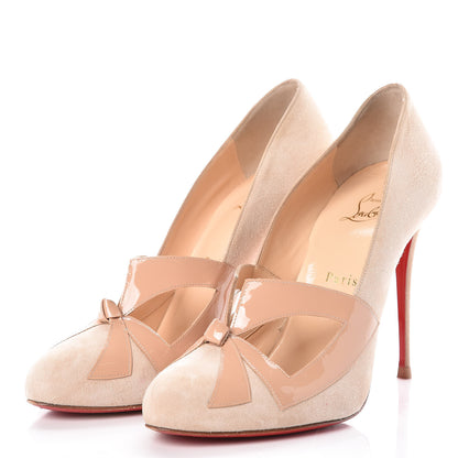 Christian Louboutin Veau Velours Patent Bow Me Dear 100 Pumps 40 Doudou 3 of 10